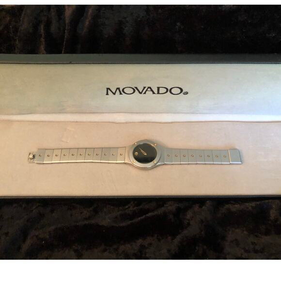 Movado Women's Two-Tone Black Dial Quartz Watch 8184861V81 - Good Condition - Picture 1 of 6
